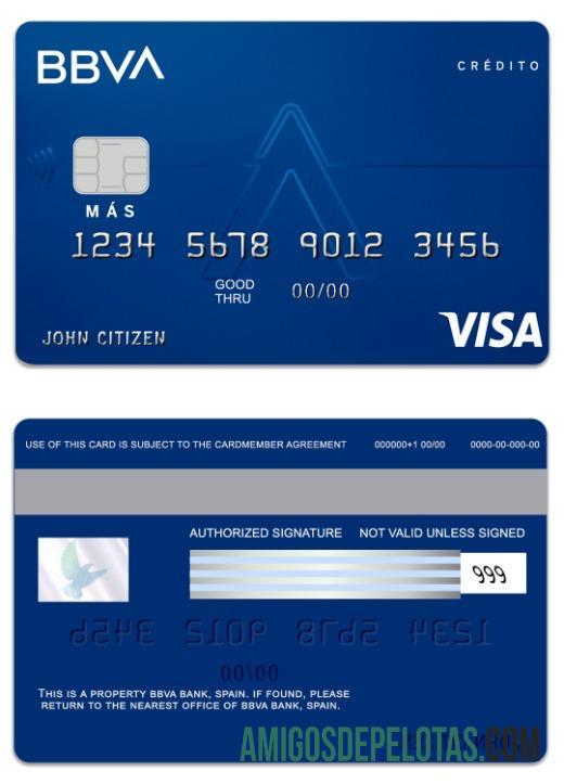 Cartão de crédito Visa do Banco BBVA da Espanha modelo